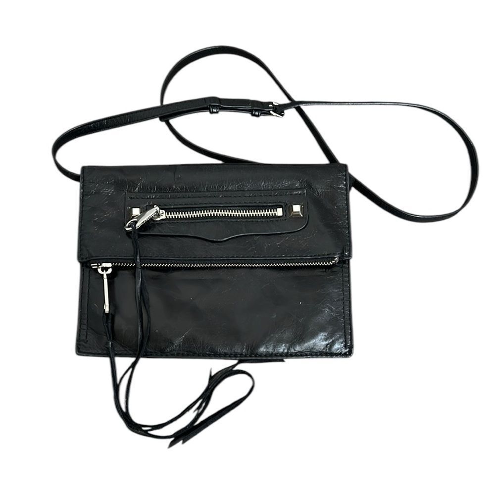 Rebecca Minkoff Black Leather Crossbody Shoulder Bag Tassels Designer Bikercore